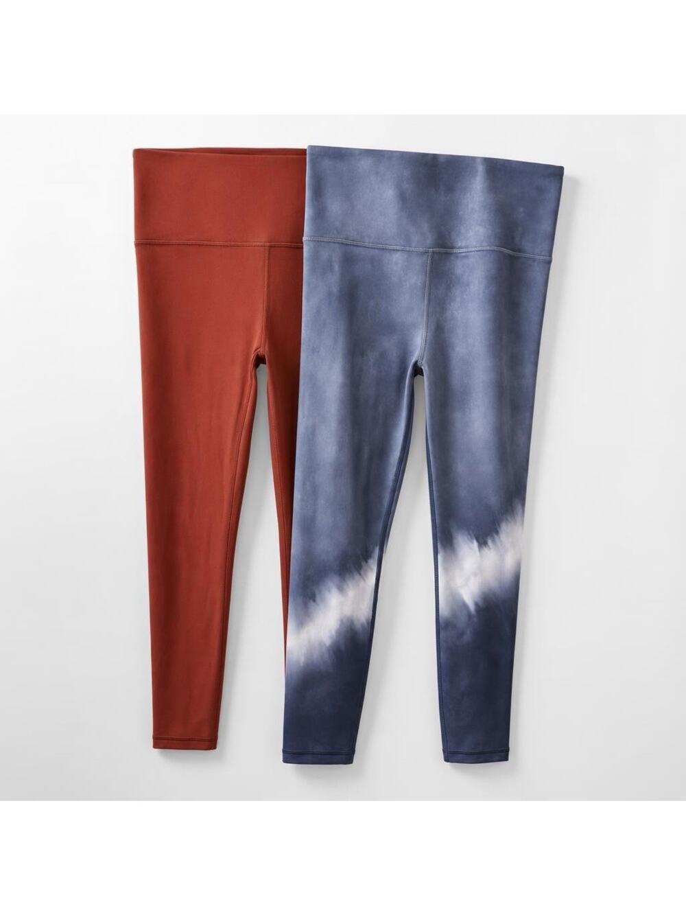Athleta Activewear Pants Gray Swim Leggings TieDye Pattern & Rust Orange Lot2 S
